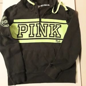 PINK Victoria's Secret Dark green sweater w/hoodie